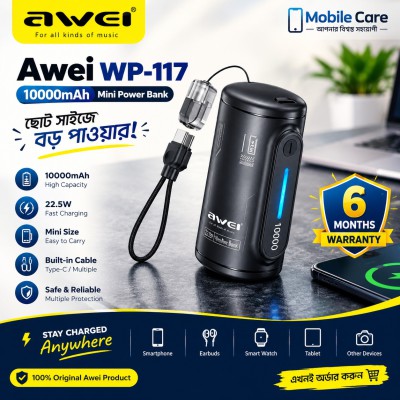 AWEI WP-117 Power Bank (10,000 mAh, 22.5W Mini)